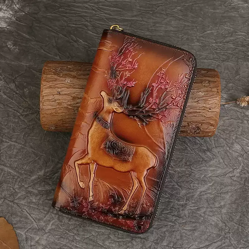 Deer Embossed Leather Wallet - Item AFS-10 view 2