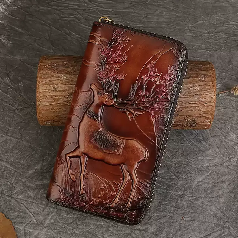 Deer Embossed Leather Wallet - Item AFS-10 view 3