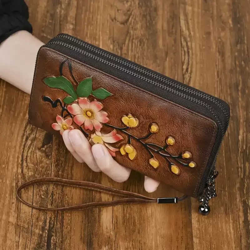 Floral Embossed Leather Wallet - Item AFS-17 view 4