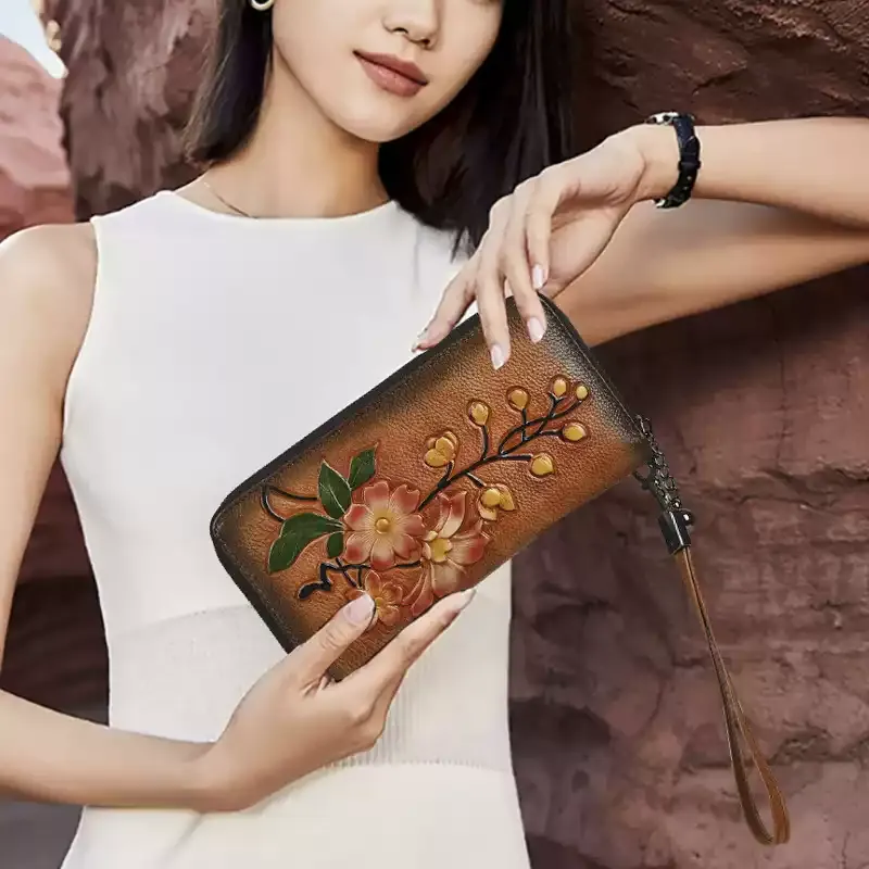 Floral Embossed Leather Wallet - Item AFS-17 view 5