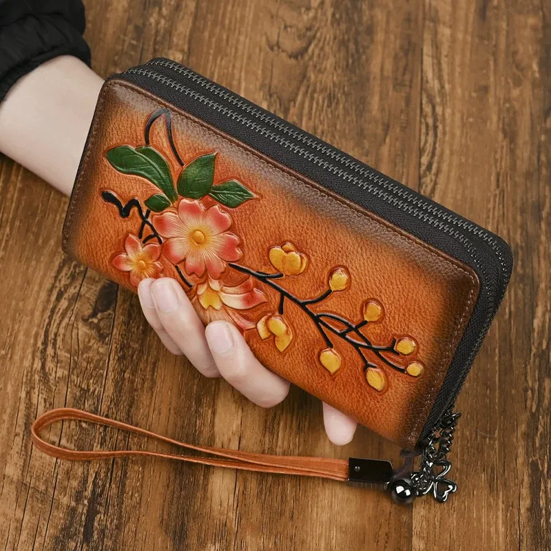 Floral Embossed Leather Wallet - Item AFS-17 view 7