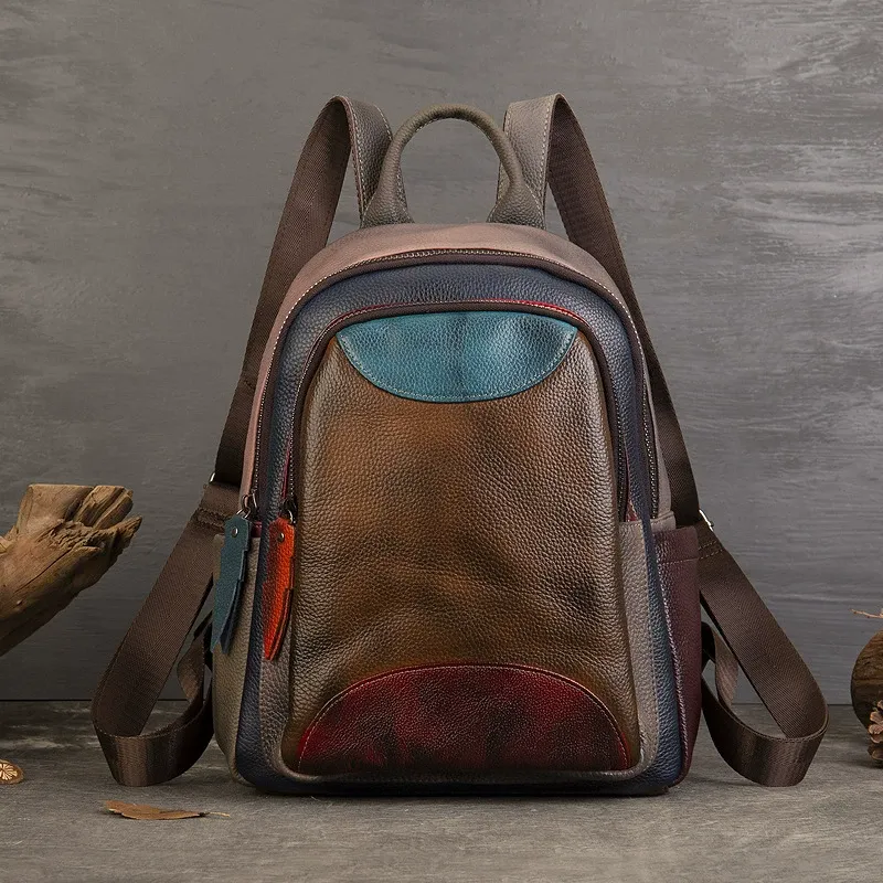 Multicolor Leather Everyday Backpack - Item AFS-19 view 2