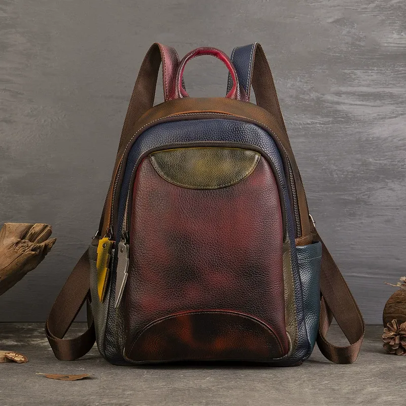 Multicolor Leather Everyday Backpack - Item AFS-19 view 3