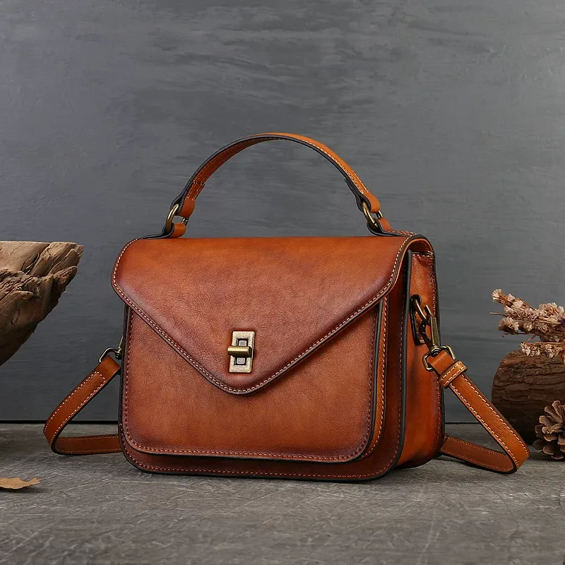 Classic Leather Crossbody Satchel - Item AFS-5 view 3