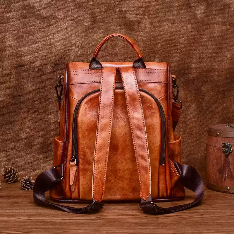 Black Convertible Leather Backpack - Item AFS-7 view 3