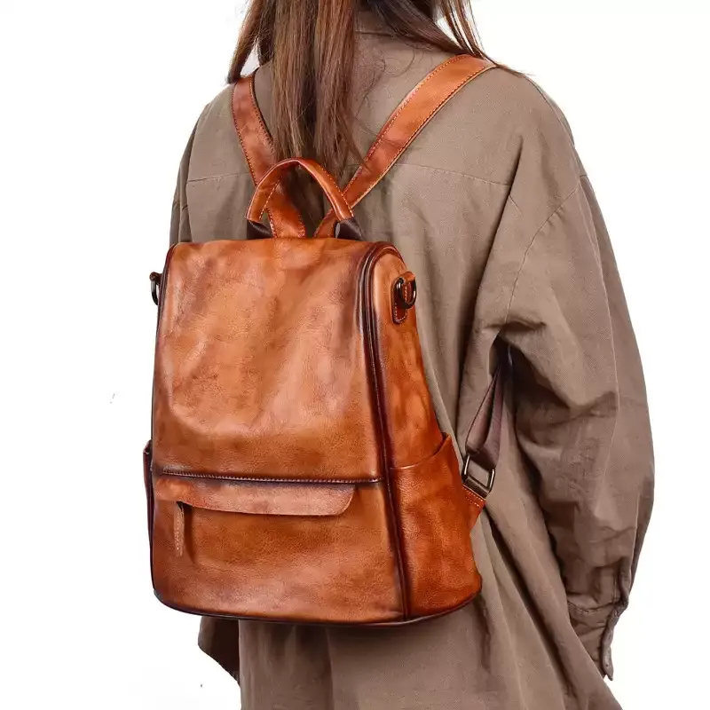 Black Convertible Leather Backpack - Item AFS-7 view 4