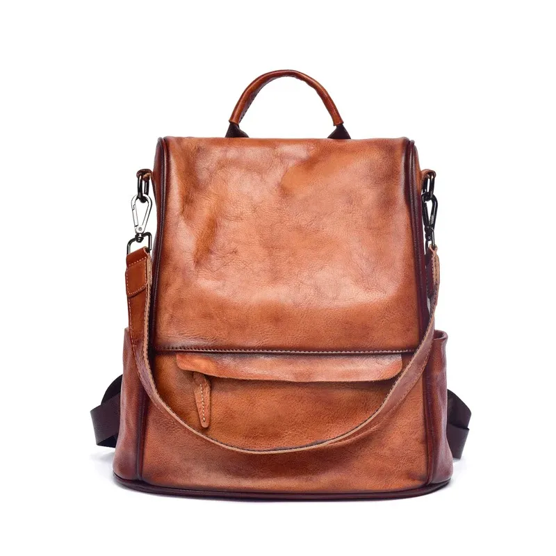 Black Convertible Leather Backpack - Item AFS-7 view 6