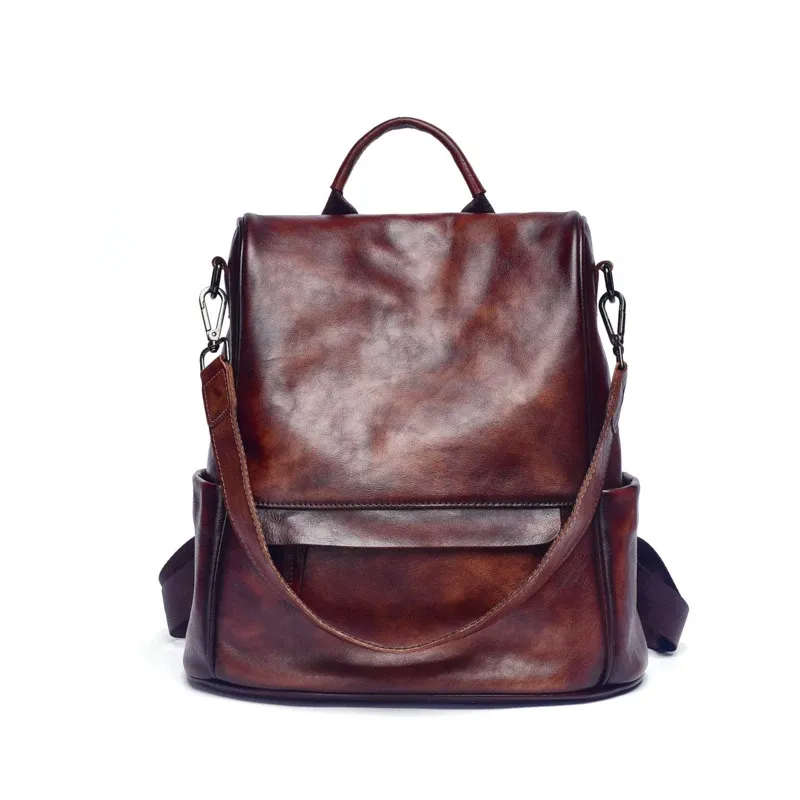 Black Convertible Leather Backpack - Item AFS-7 view 7