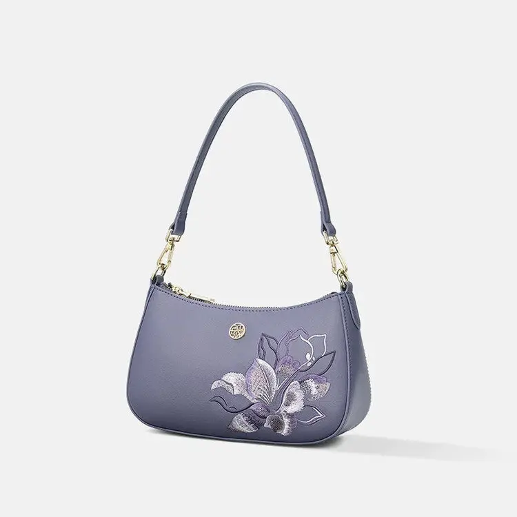 Lavender Embroidered Shoulder Bag - Item TX-11