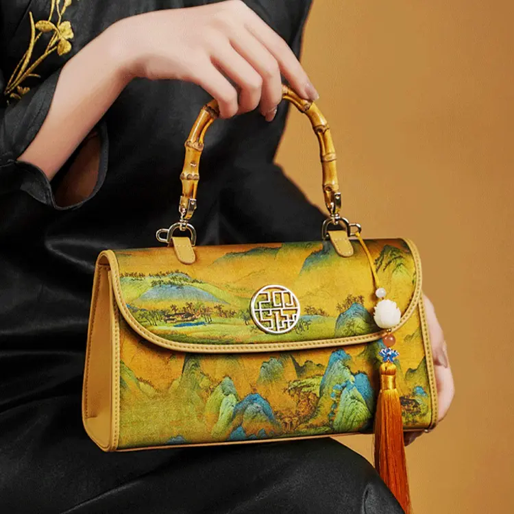 Gold Silk Landscape Shoulder Bag - Item TX-12 view 2