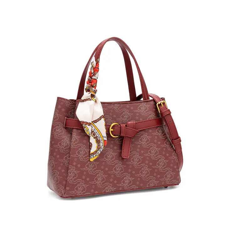Burgundy Embossed Tote Bag - Item WNA-4